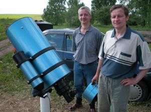Братья Антон и Алексей Савельевы с 250-мм телескопом Ричи-Кретьена